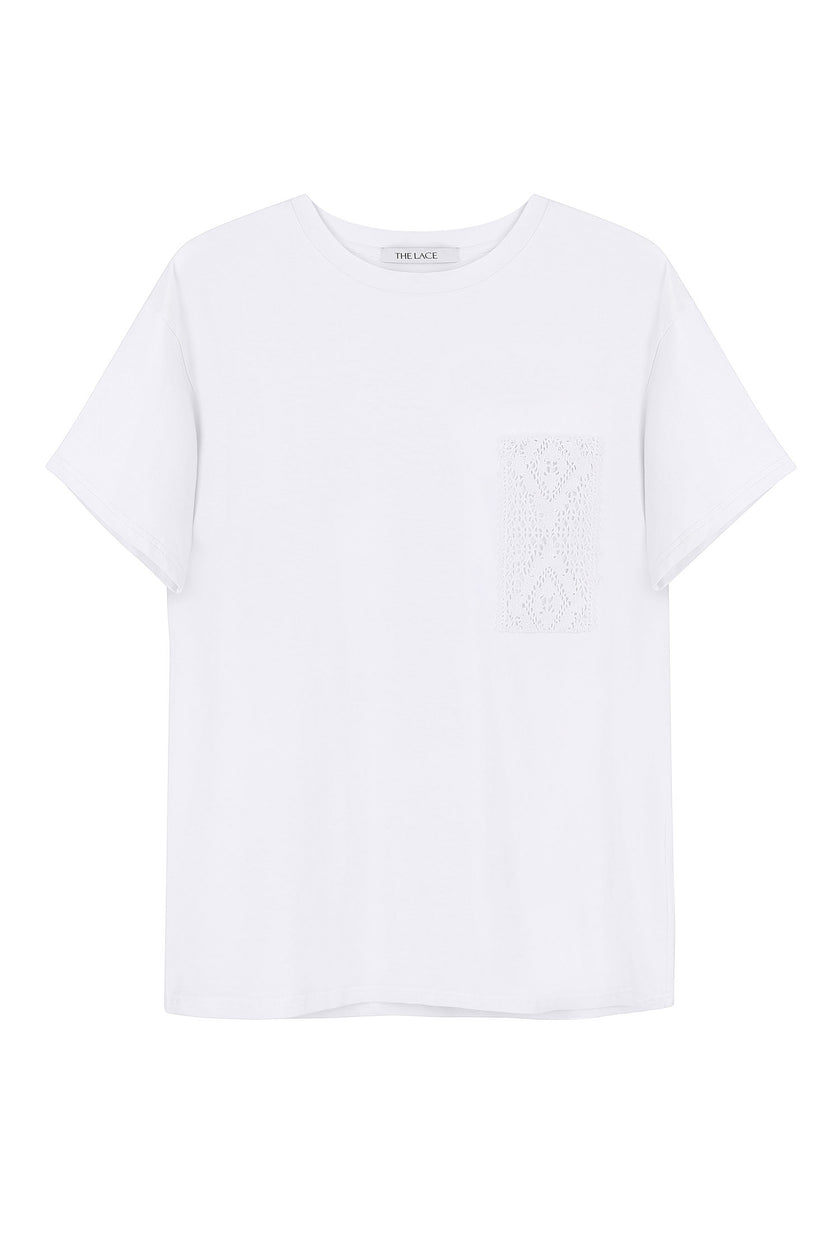 Oversized t-shirt with embroidery decoration in blue/white