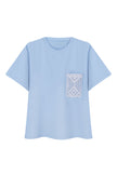 Oversized t-shirt with embroidery decoration in blue/white