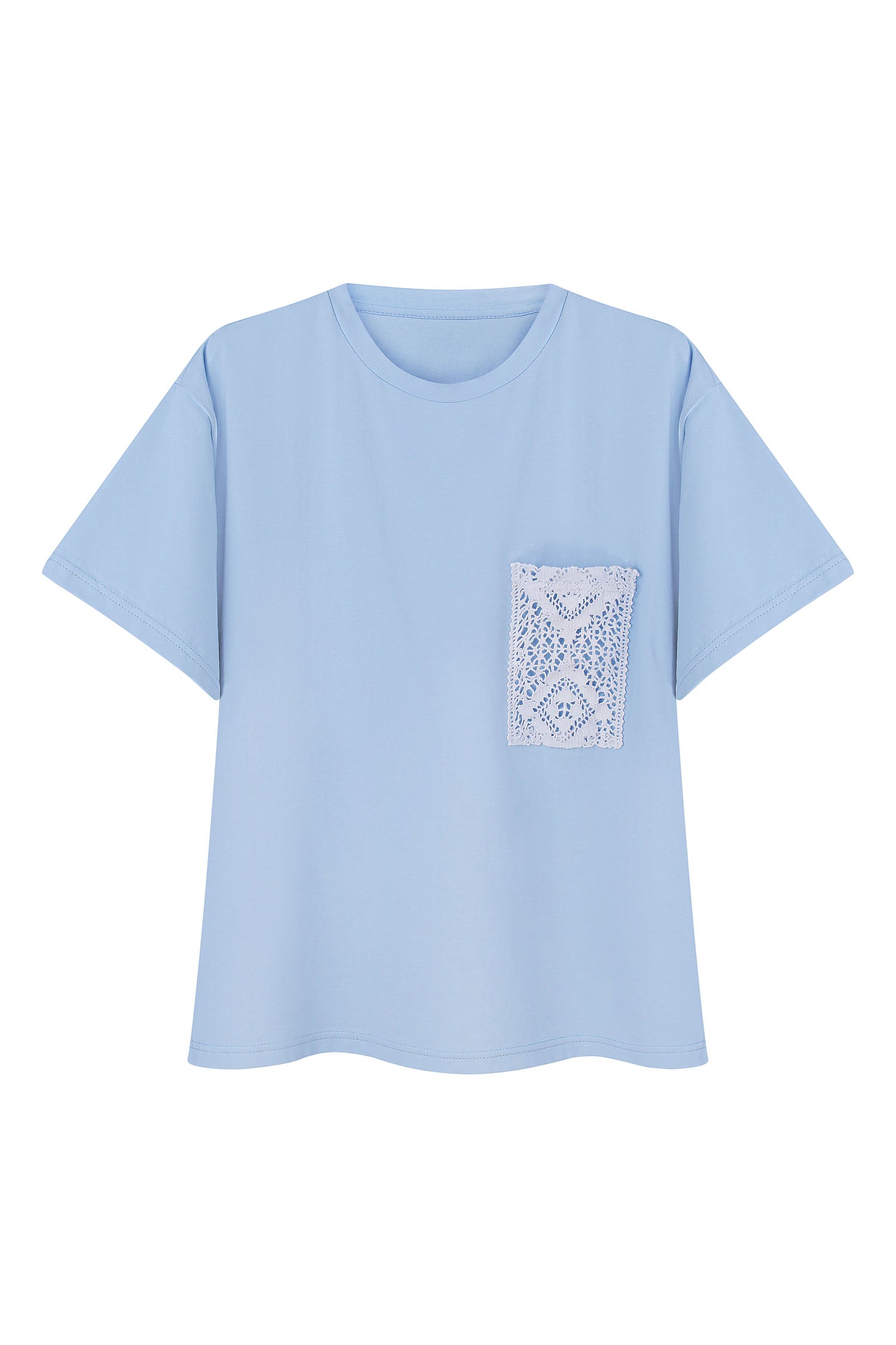 Oversized t-shirt with embroidery decoration in blue/white