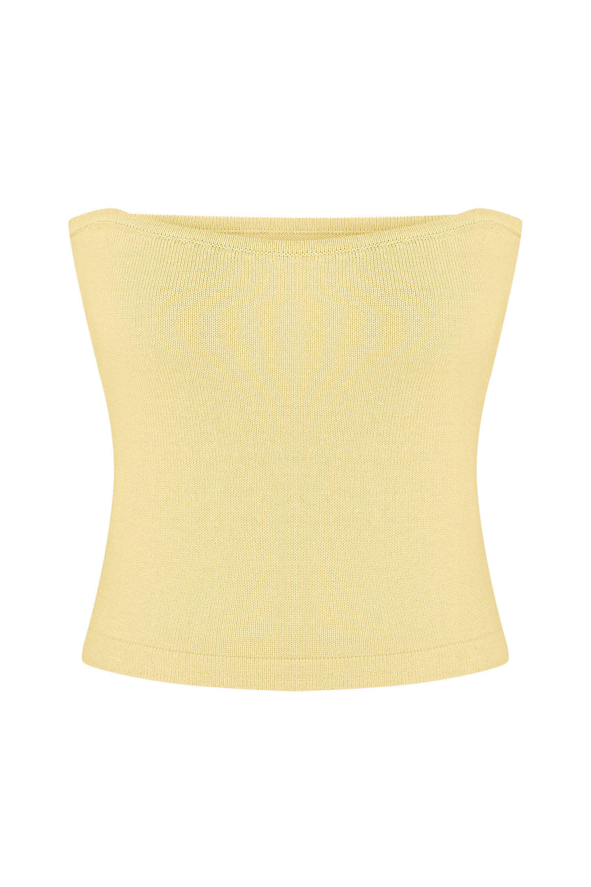 Knitted slim fit top in lemon