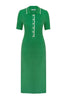 Knitted midi dress with edging in green/yellow