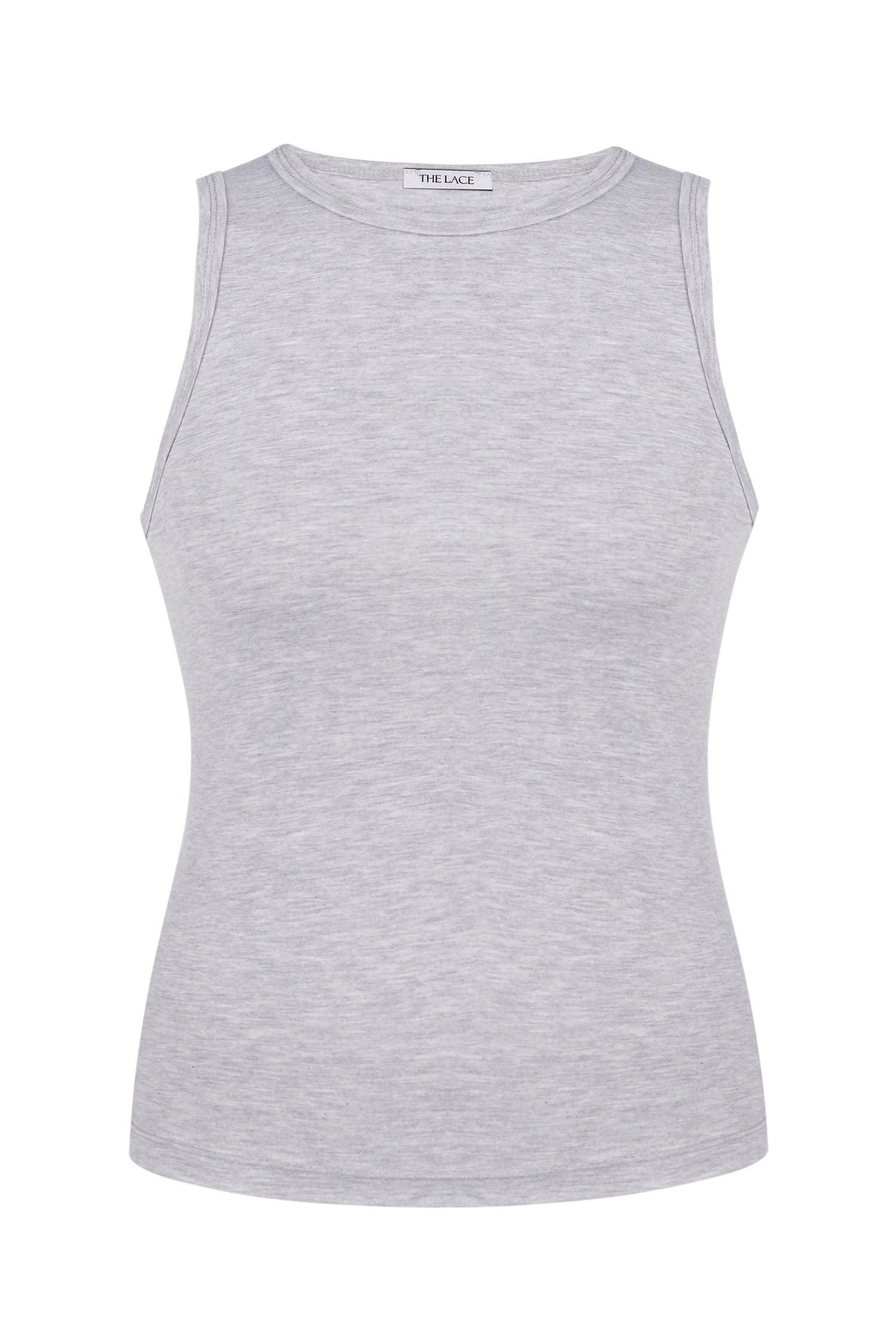 Jersey top in grey-melange/black