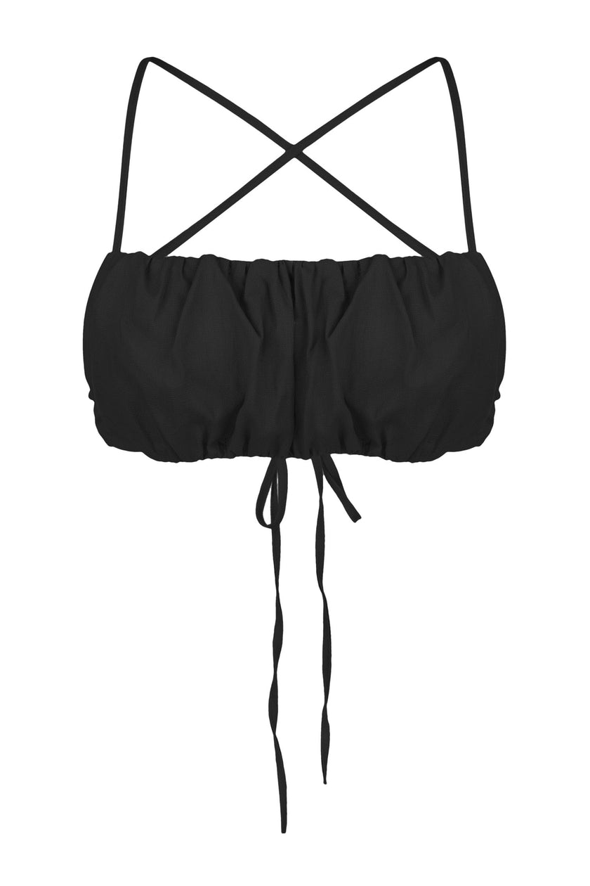 Linen top with drawstrings