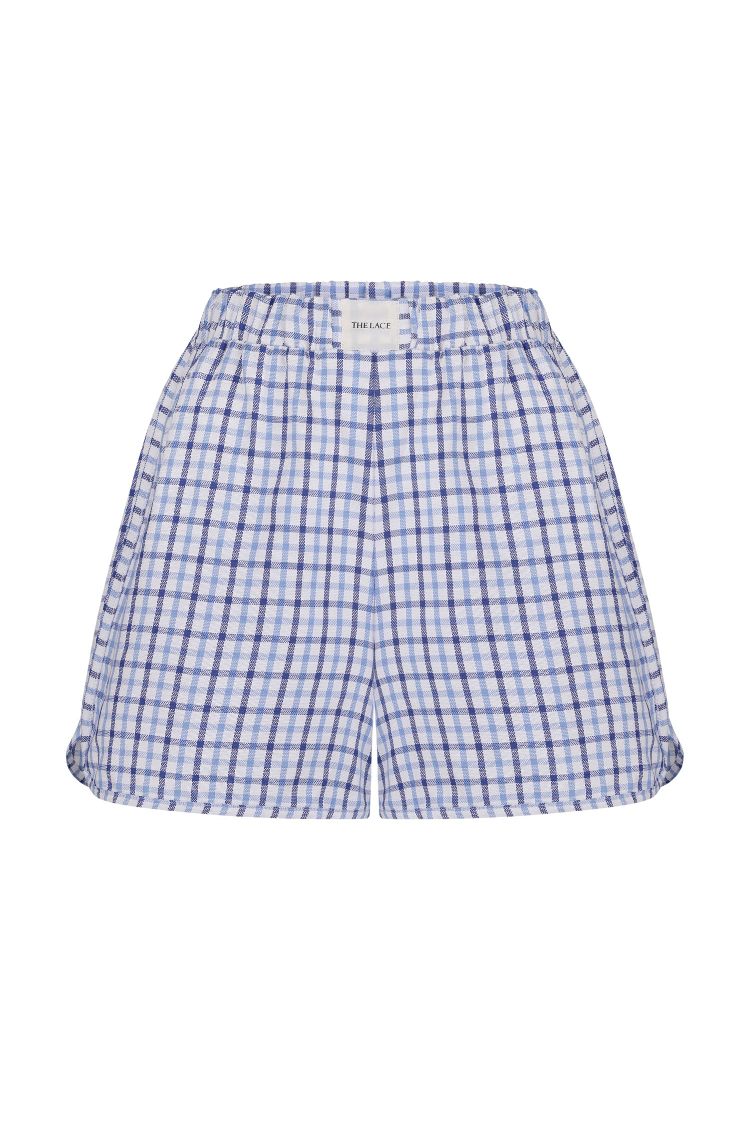 Oversized cotton shorts in blue check (eco)