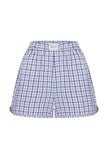 Oversized cotton shorts in blue check (eco)