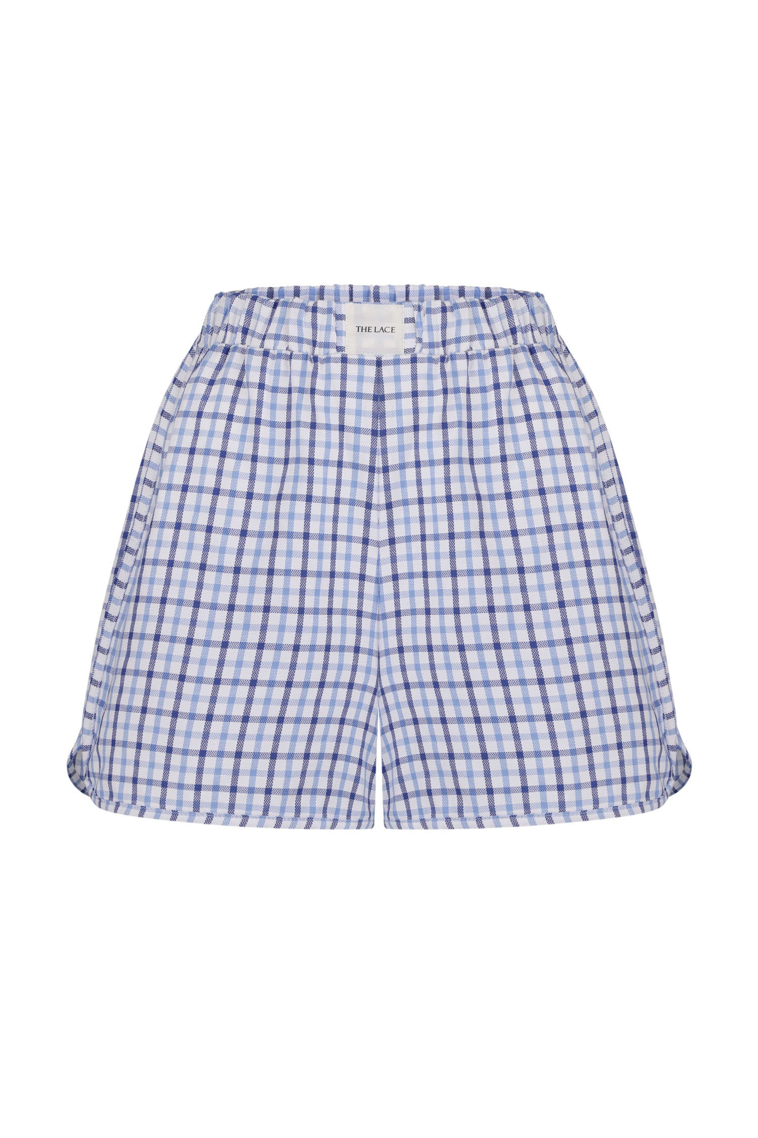 Oversized cotton shorts in blue check (eco)