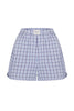 Oversized cotton shorts in blue check (eco)