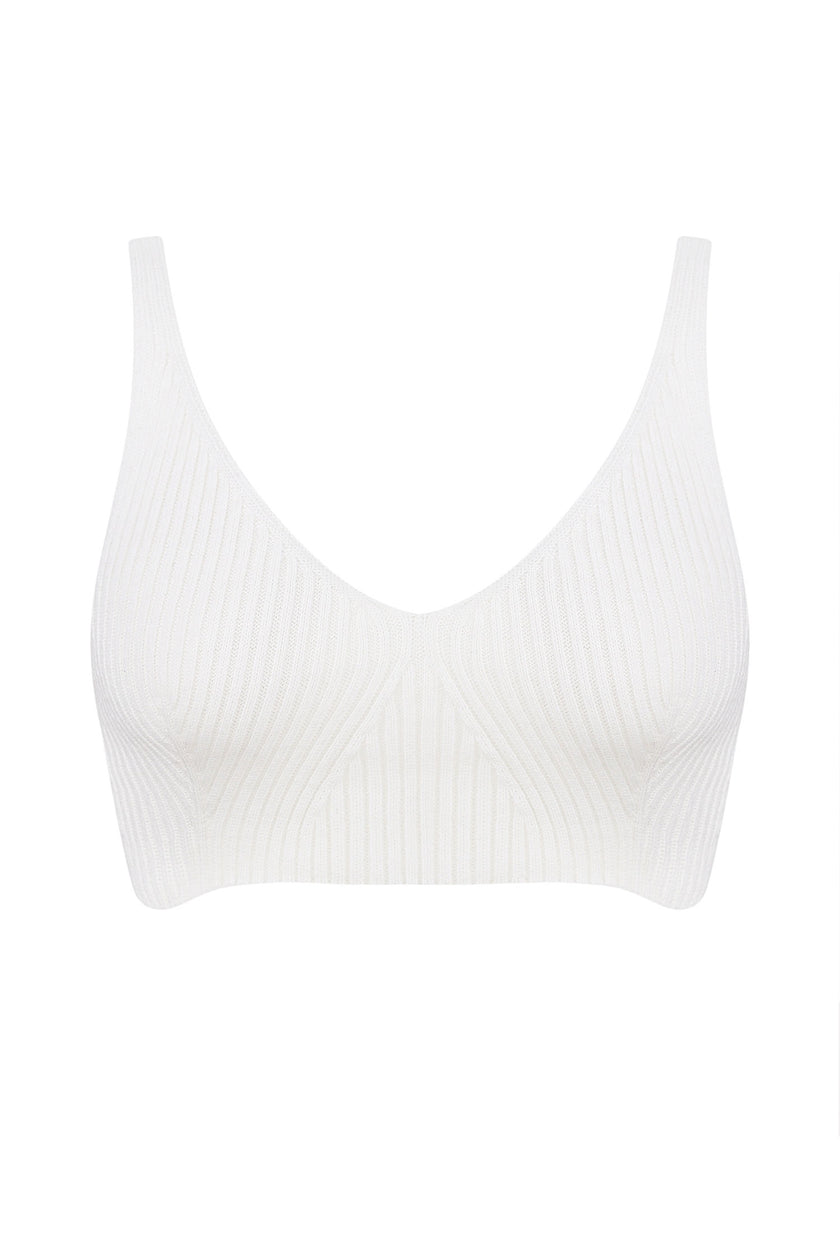 Knitted crop top in milk/cappuccino