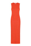 Knitted maxi dress in orange/green