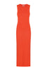 Knitted maxi dress in orange/green