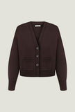 Women's chocolate knitted cardigan with pockets