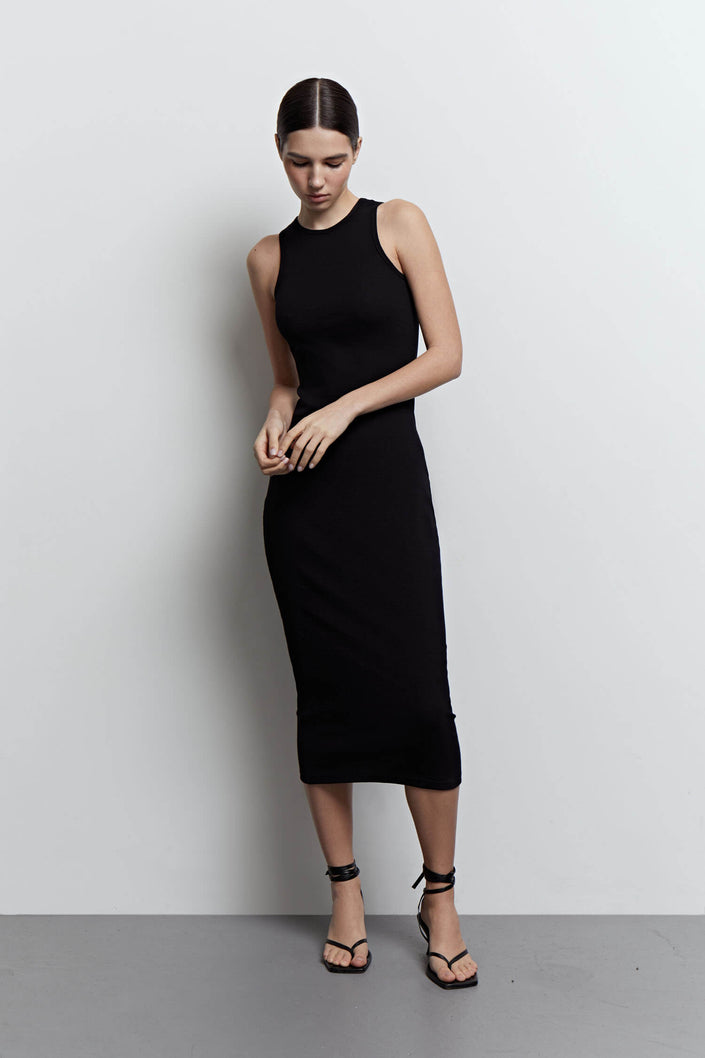 Ribbed jersey midi dress