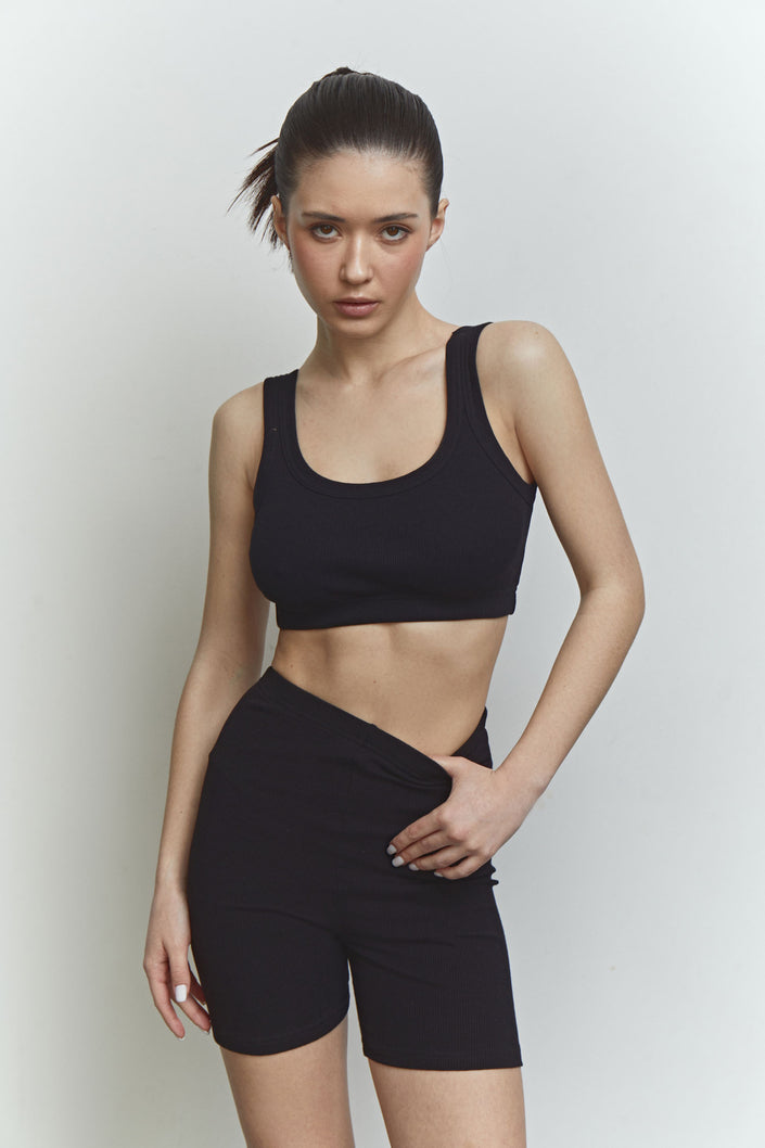 Ribbed crop top with thin straps