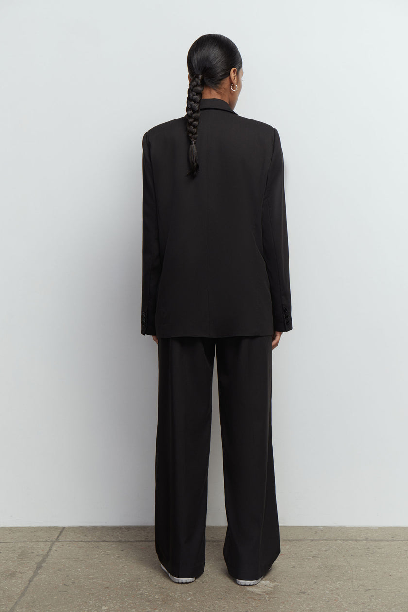 Women's palazzo pants with double tucks in gray