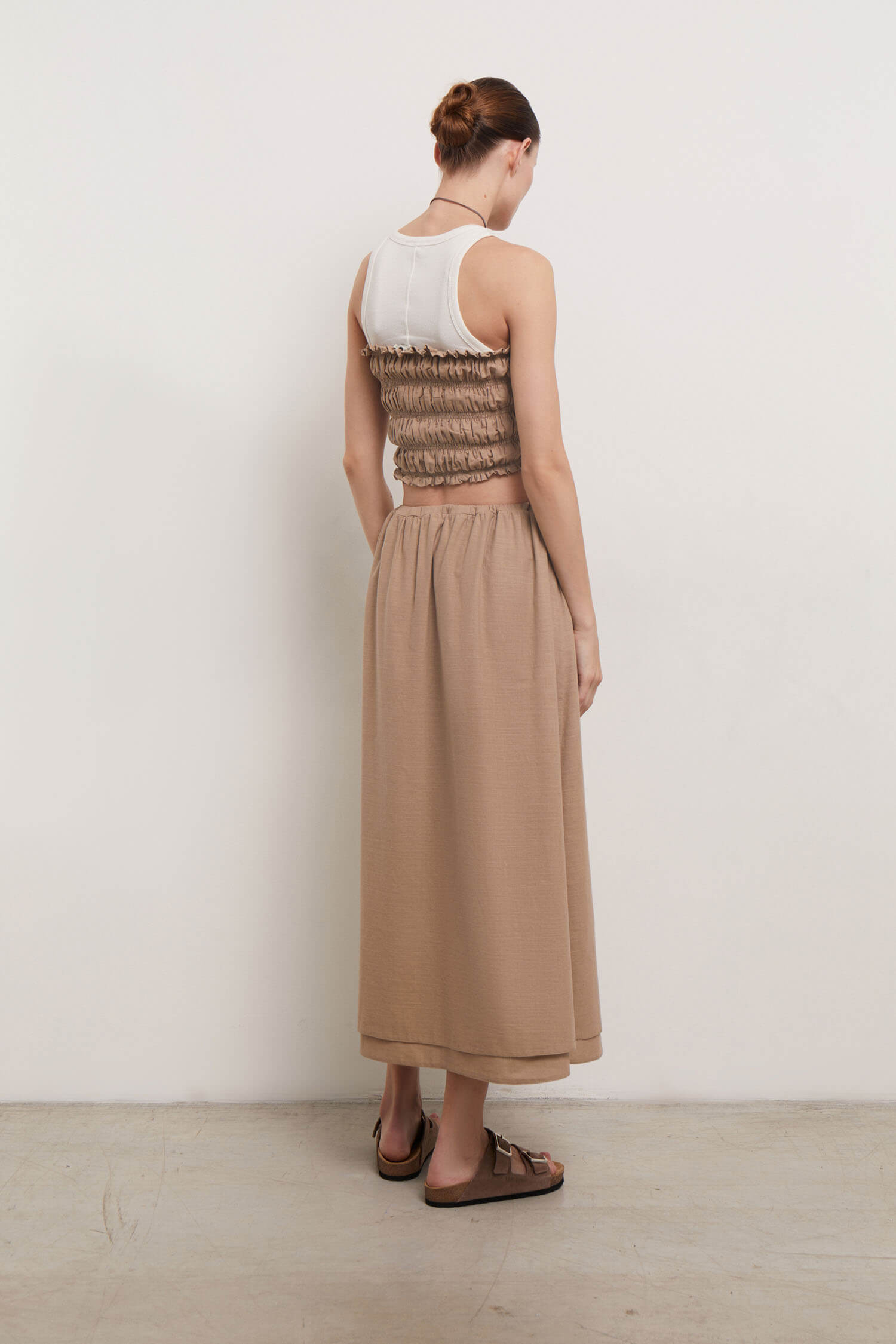 Midi skirt with drawstring