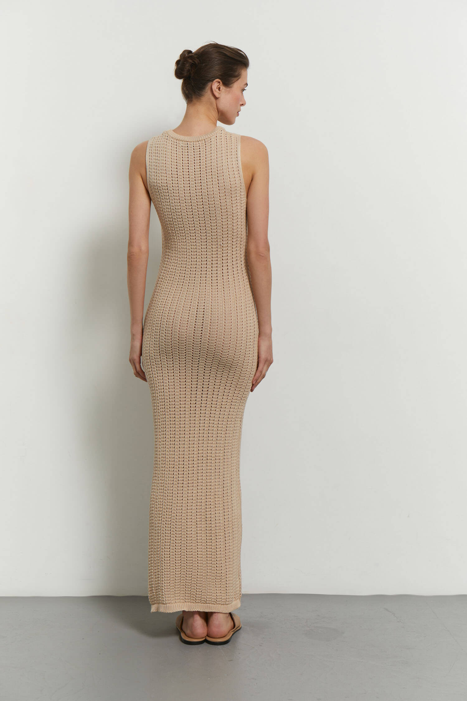 Knitted maxi dress in nude