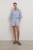 Oversized cotton shorts in blue check (eco)