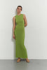 Knitted maxi dress in orange/green