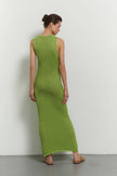 Knitted maxi dress in orange/green