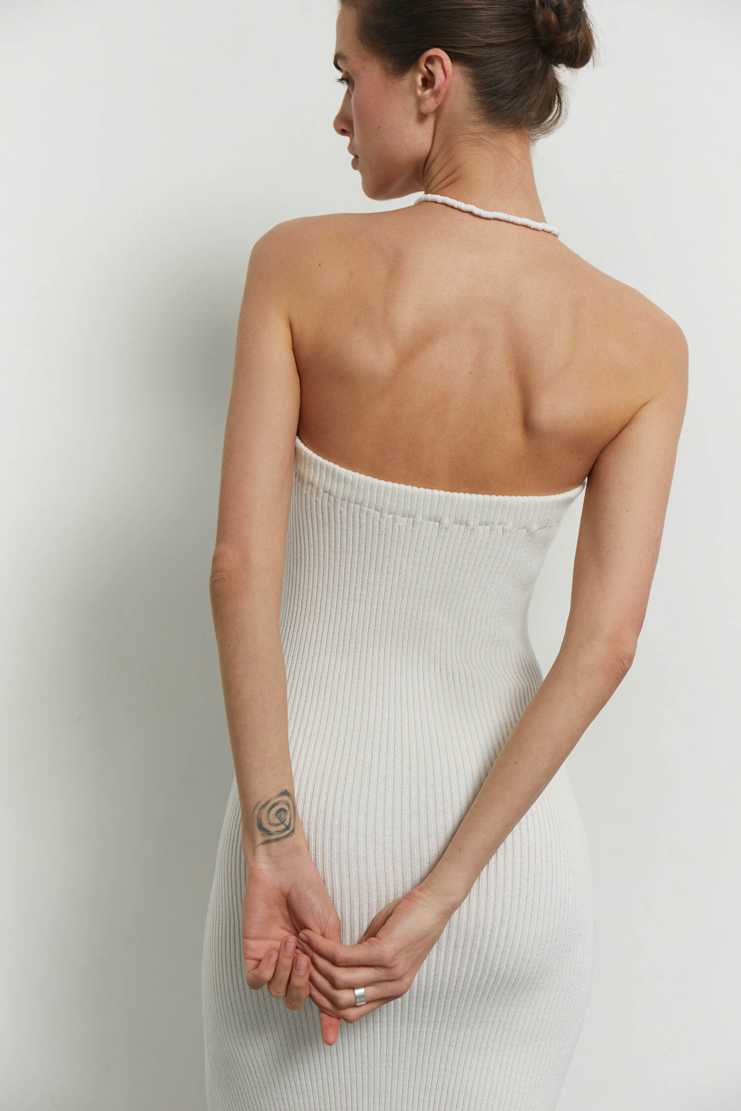 Knitted midi bandeau-style dress