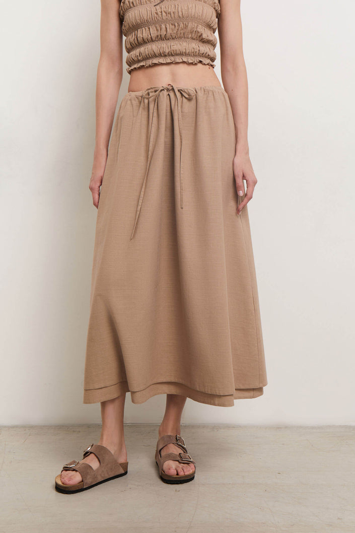 Midi skirt with drawstring