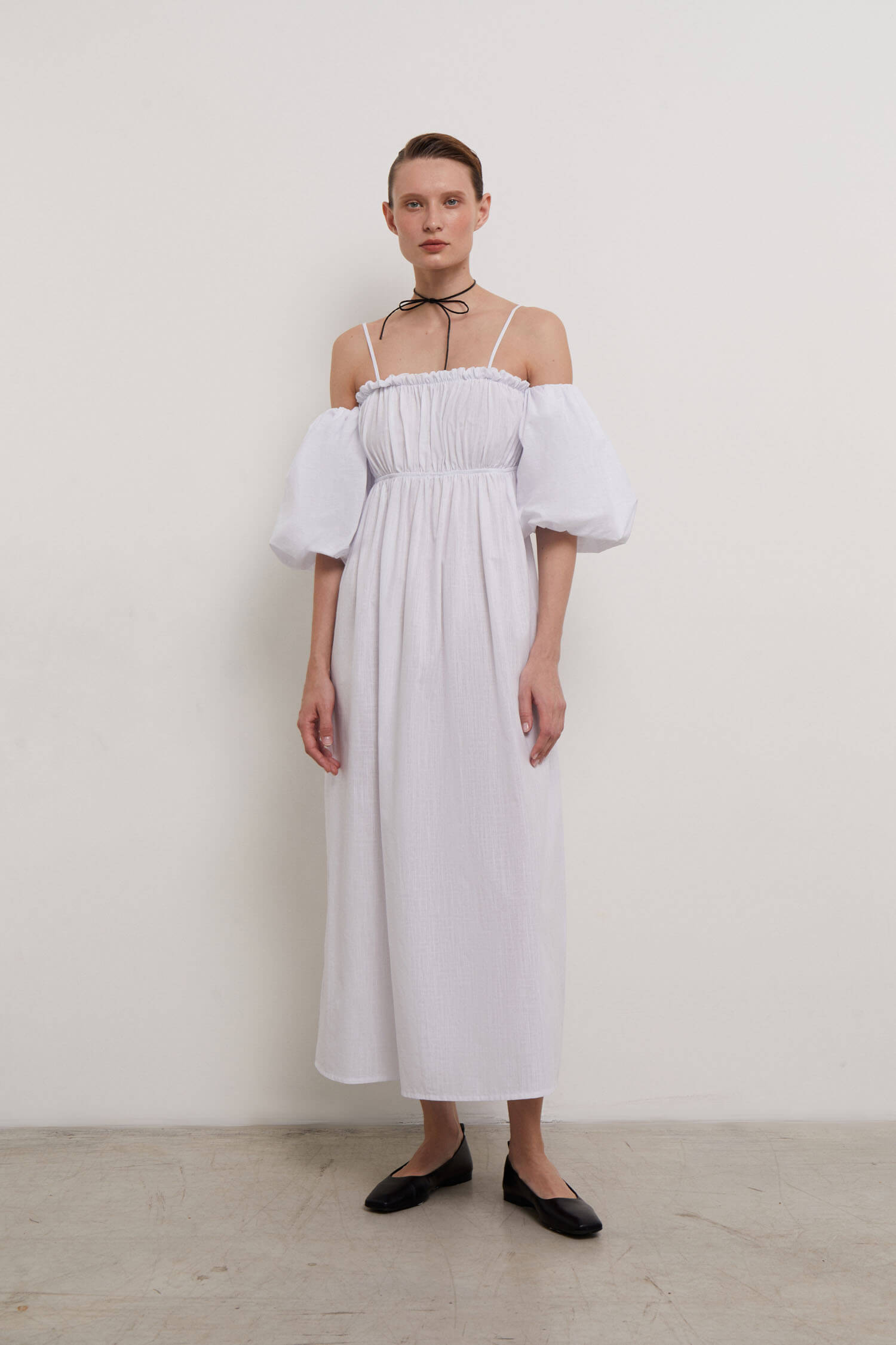 Off-the-shoulder midi dress