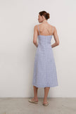 Sundress with thin straps in blue check (eco)