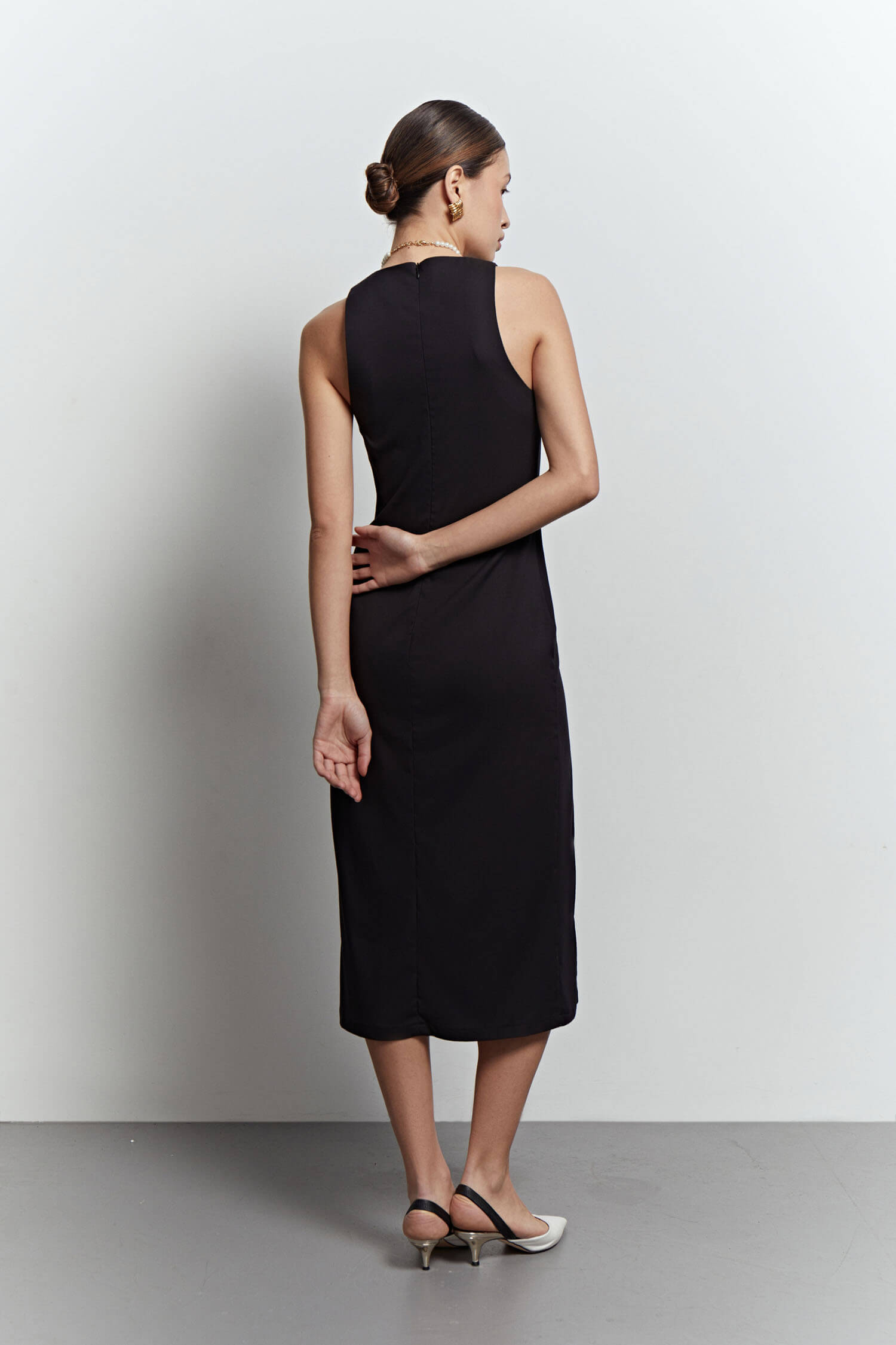 Midi sheath dress with a slit