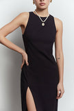 Midi sheath dress with a slit