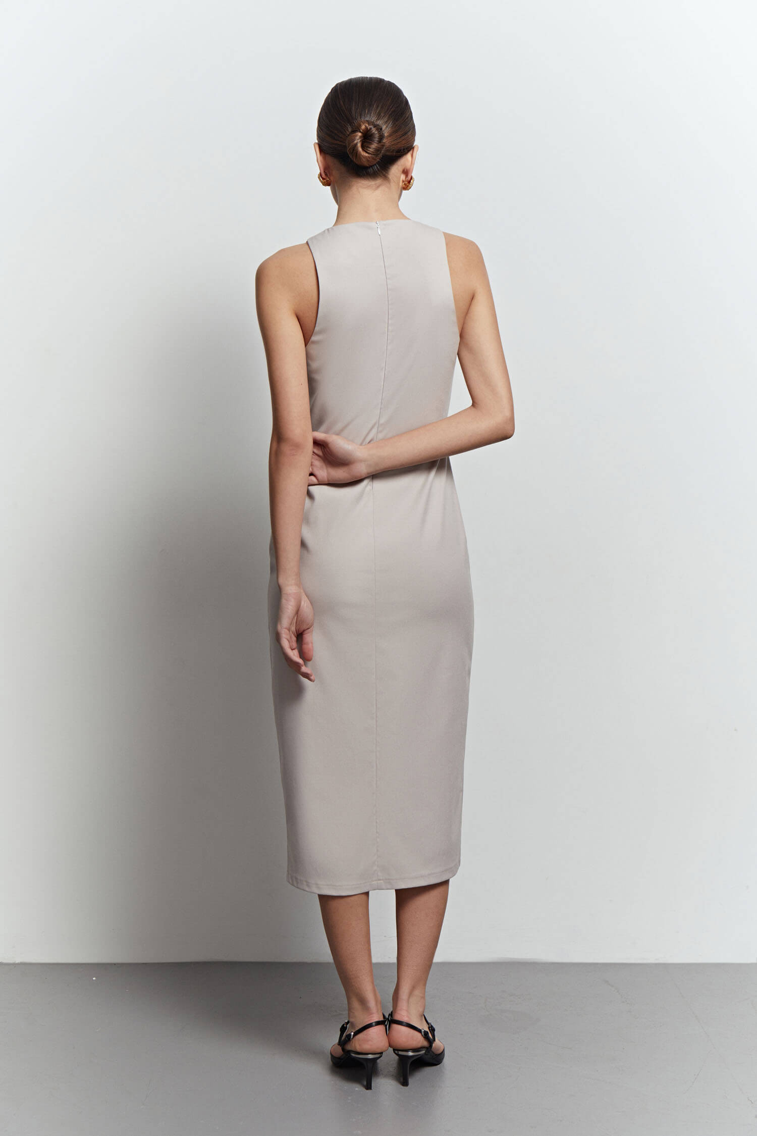 Midi sheath dress with a slit