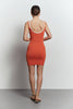 Knitted mini dress with edging in orange/black