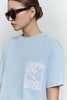 Oversized t-shirt with embroidery decoration in blue/white