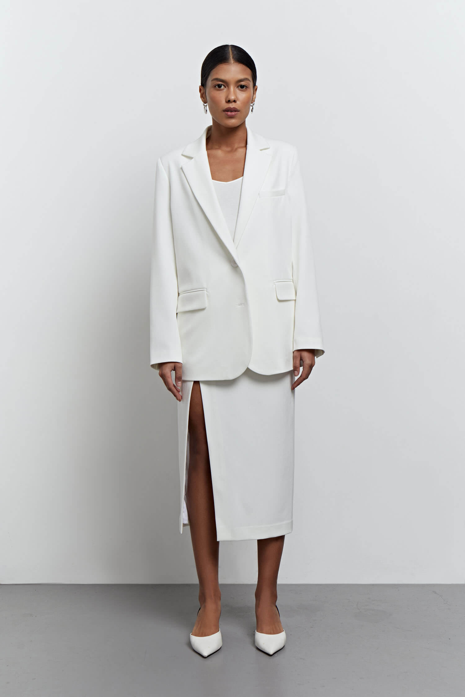 Single-breasted blazer in white/black