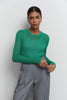 Sheer knitted crew neck jumper in yellow/green