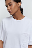 Oversized t-shirt with embroidery decoration in blue/white