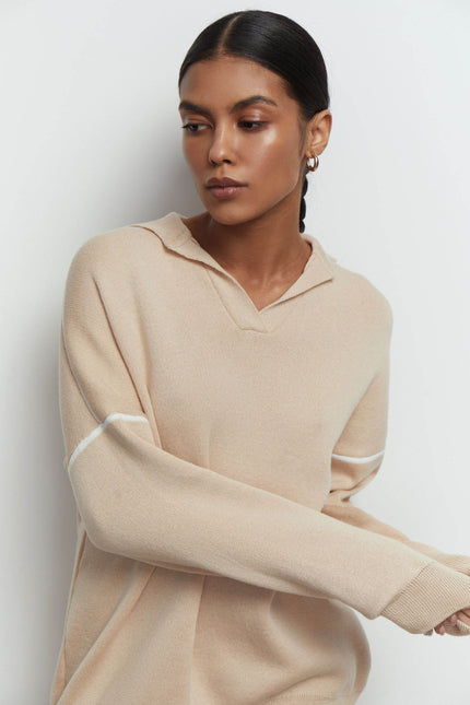 Knitted polo sweater with edging