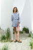 Oversized cotton shorts in blue check (eco)