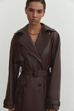 Faux leather oversized trenchcoat