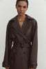 Faux leather oversized trenchcoat