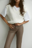 Faux leather pants in cream