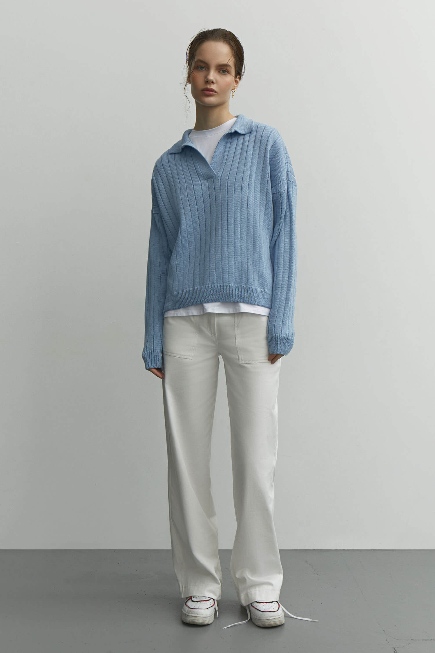 Knitted polo sweater