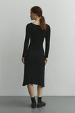 Jersey midi dress with figured cut in cream/black