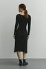 Jersey midi dress with figured cut in cream/black