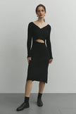 Knitted midi dress with wrapover