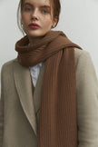 Wool mix scarf in chocolate/black