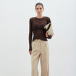 Modena cream palazzo pants for women