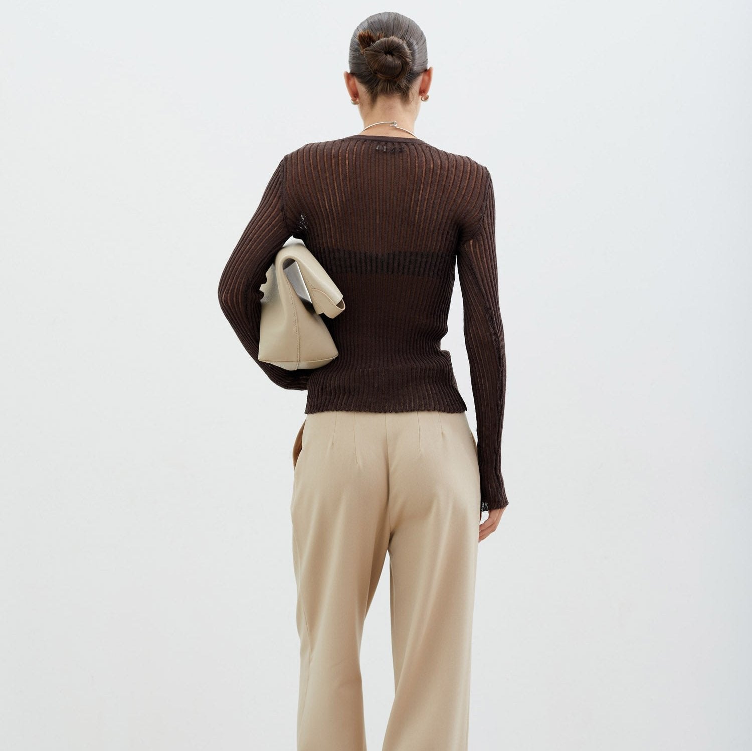 Modena cream palazzo pants for women