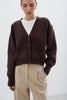 Women's chocolate knitted cardigan with pockets