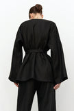 Linen kimono cape with belt