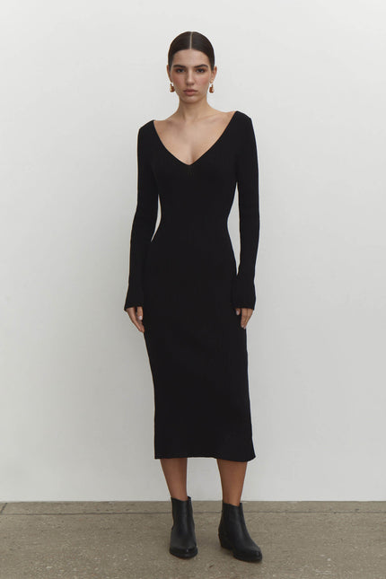 Jersey midi dress with open back